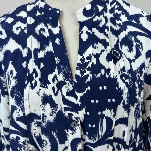 🆕 Zara Basic blue and white print long sleeve tunic top size large - Picture 6 of 10